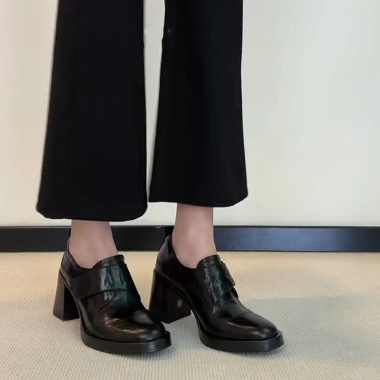 Damen Monkstrap-Loafer mit breitem Riemen und skulpturiertem Blockabsatz Drune