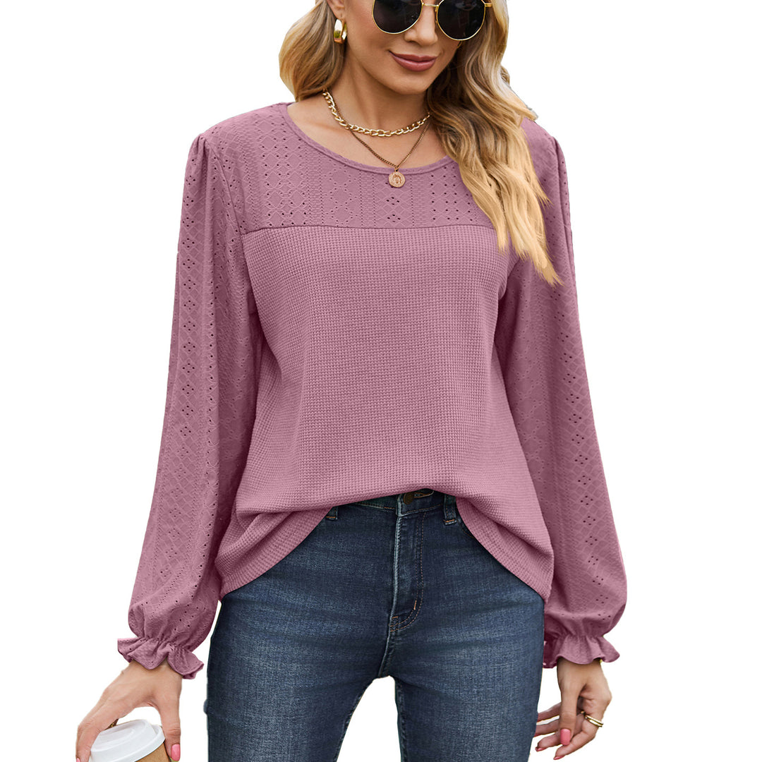 Damen Oberteil mit strukturiertem Design und eleganten Puffärmeln Drune