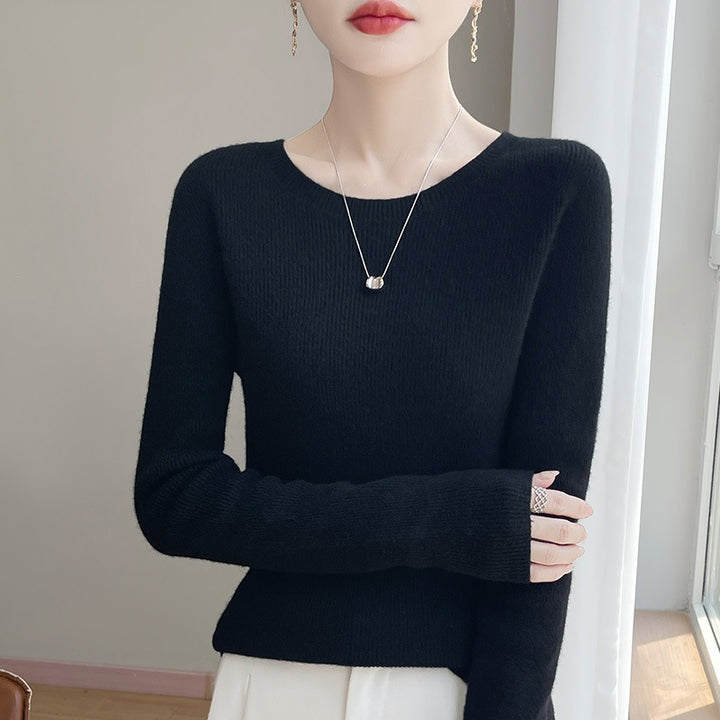 Damen Taillierter Rundhals-Pullover aus fein gerippter Kaschmir‑Optik Drune