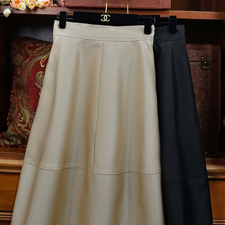 Damen Eleganter, schwingender Lederrock Drune