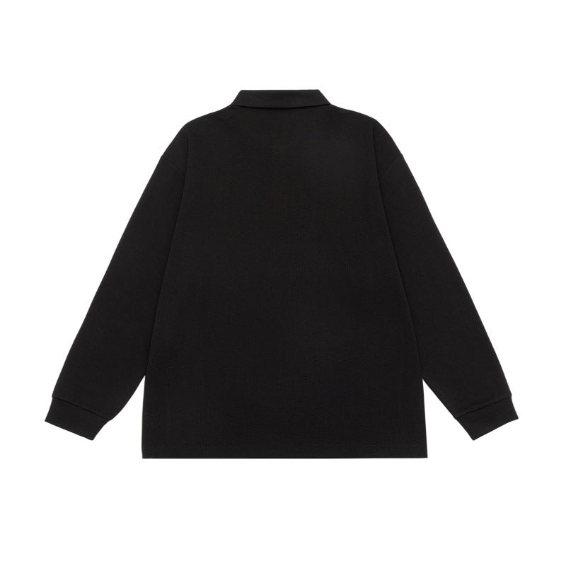 Unisex Langarm-Poloshirt im Oversize-Sweatstyle mit Kontrast-Seiteneinsätzen Drune