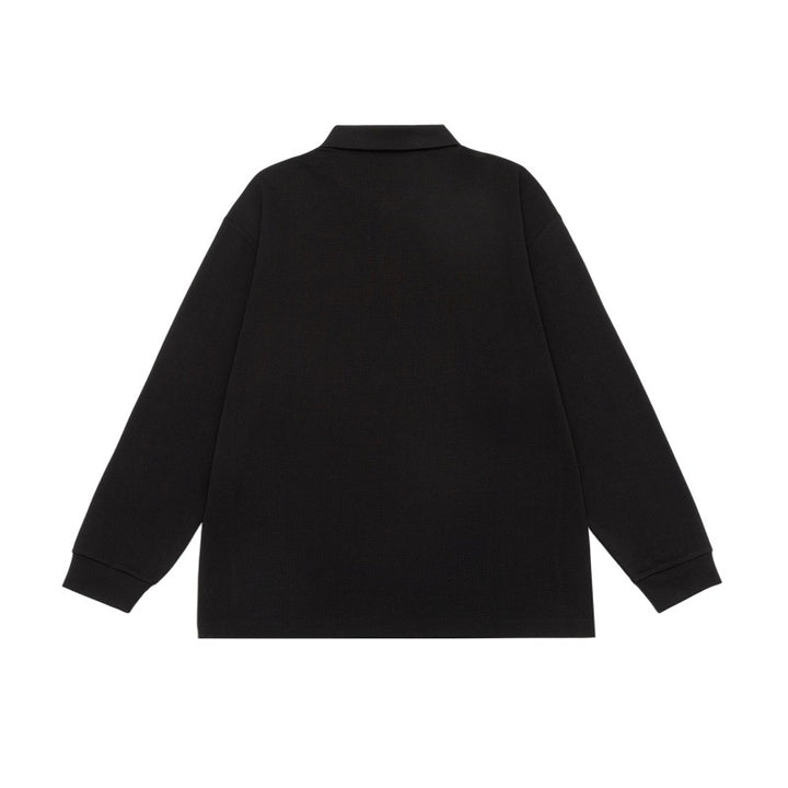 Unisex Langarm-Poloshirt im Oversize-Sweatstyle mit Kontrast-Seiteneinsätzen Drune