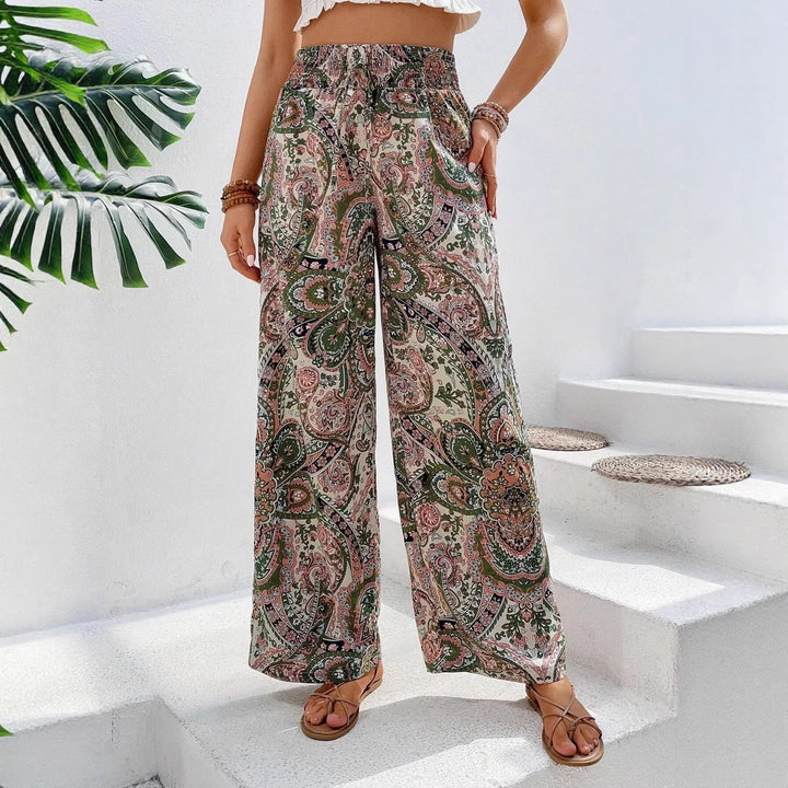 Damen lockere Palazzo-Hosen mit Paisleymuster Drune