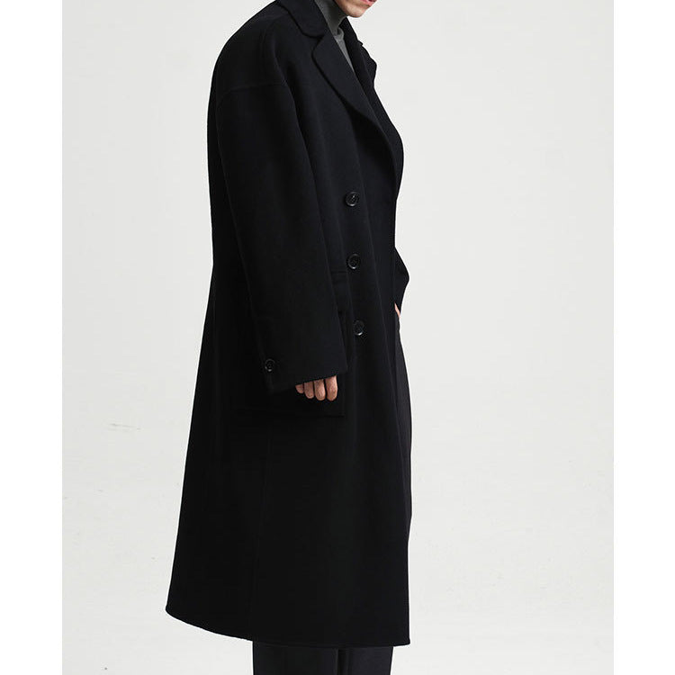 Herren Oversize Doppelreiher Wollmantel mit weitem Schnitt und klassischem Revers Drune