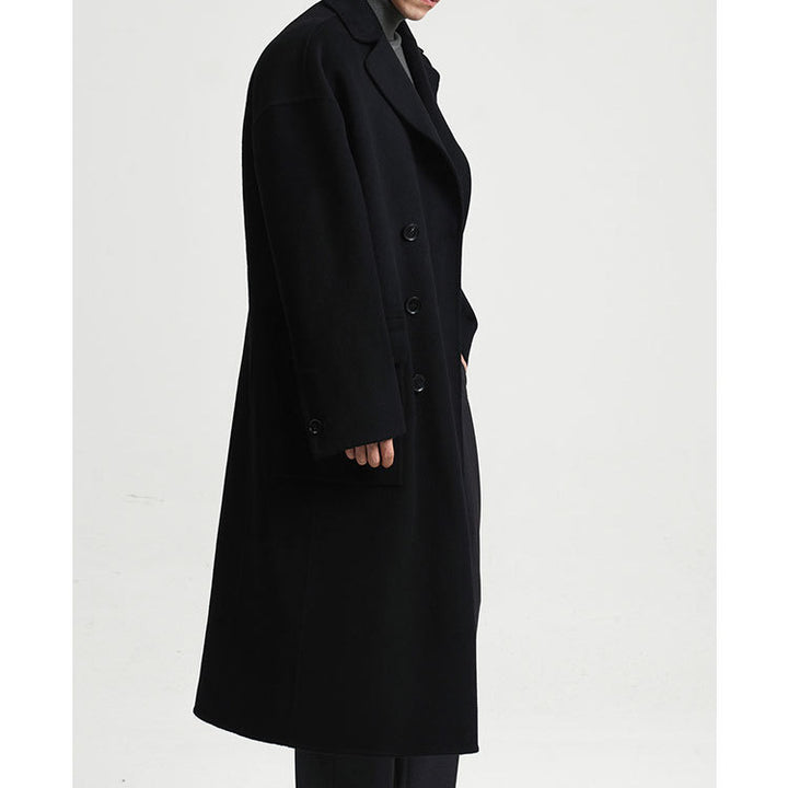 Herren Oversize Doppelreiher Wollmantel mit weitem Schnitt und klassischem Revers Drune