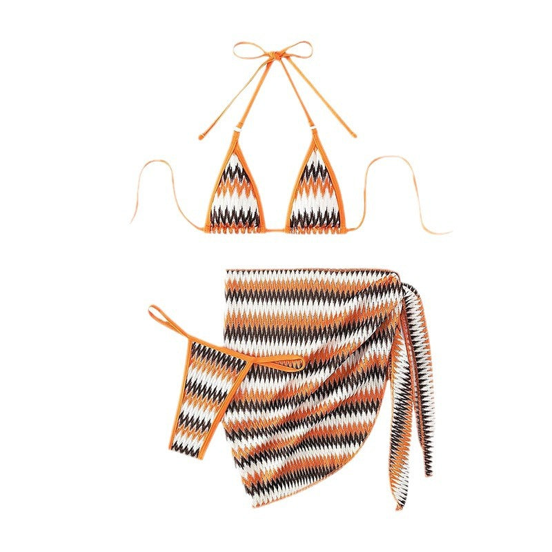 Damen Triangel-Bikini mit kreativem Zickzack-Design Drune