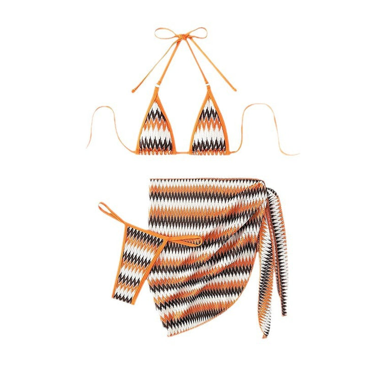 Damen Triangel-Bikini mit kreativem Zickzack-Design Drune