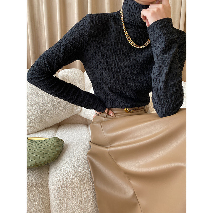 Damen eleganter Rollkragenpullover mit strukturiertem Muster Drune