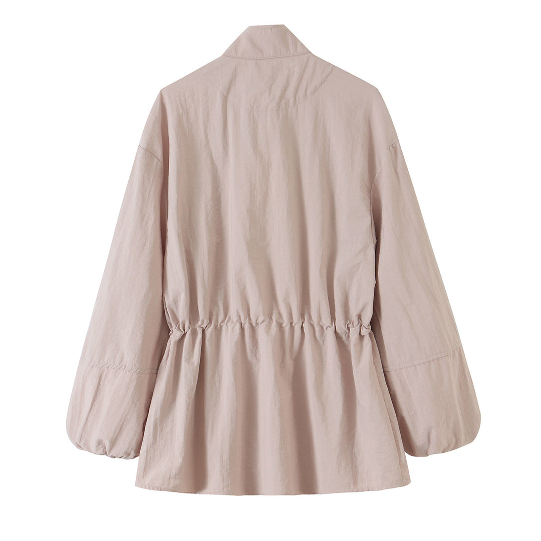Damen Leichte wattierte Windjacke mit Stehkragen und Polka‑Dot‑Print Drune