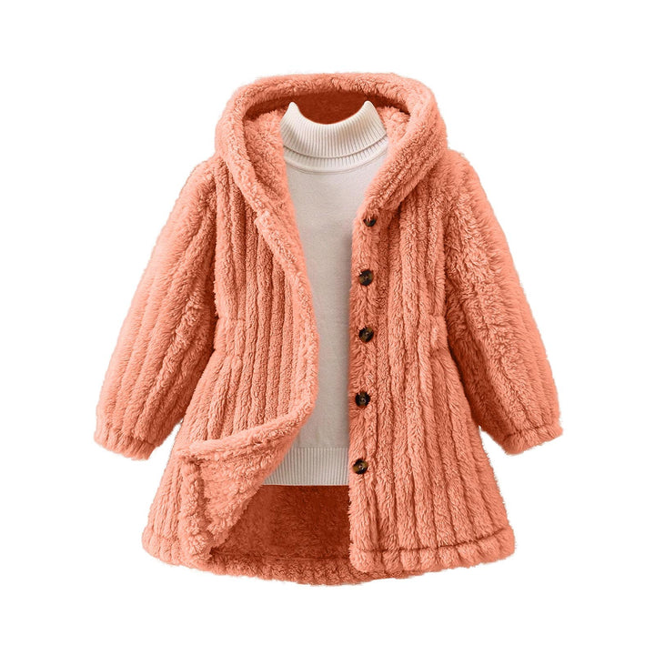 Damen Kuschelige Teddyjacke mit Kapuze und Knopfverschluss Drune