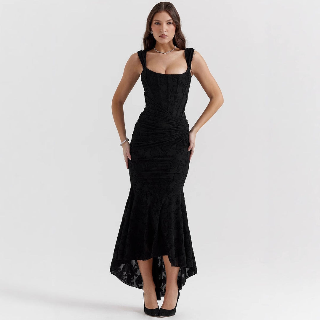 Damen Elegantes Maxikleid mit raffinierten Rüschen und schmeichelndem Schnitt Drune