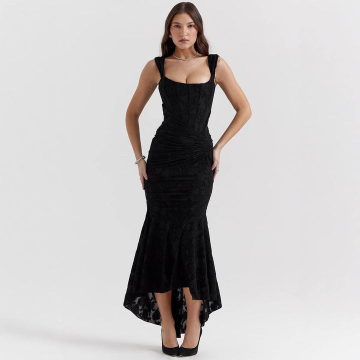 Damen Elegantes Maxikleid mit raffinierten Rüschen und schmeichelndem Schnitt Drune