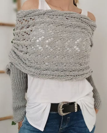 Drune Hohl Langarm Gestrickter Schal Pullover
