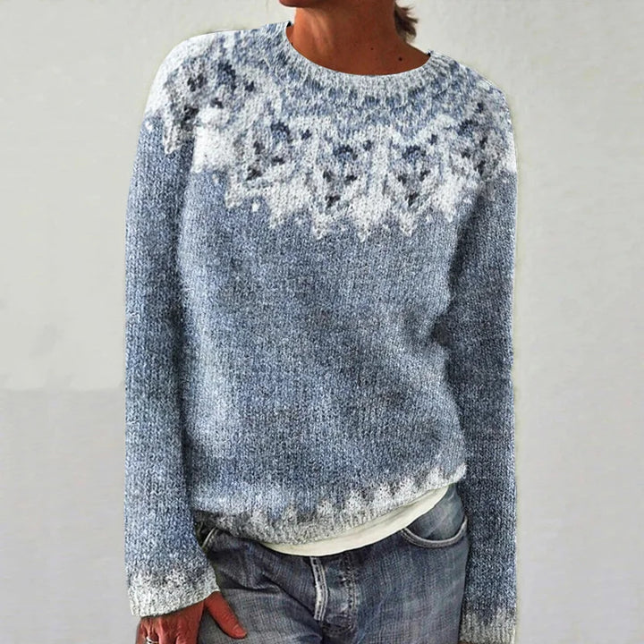 Damen gestrickter Pullover mit nordischem Muster und gemütlichem Schnitt Drune