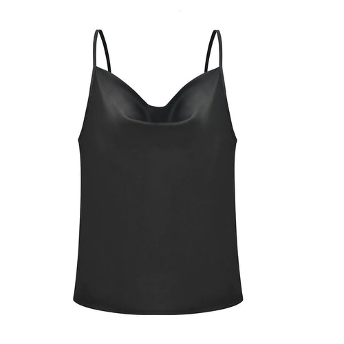 Damen Satin Top mit tiefem Ausschnitt und verstellbaren Trägern Drune