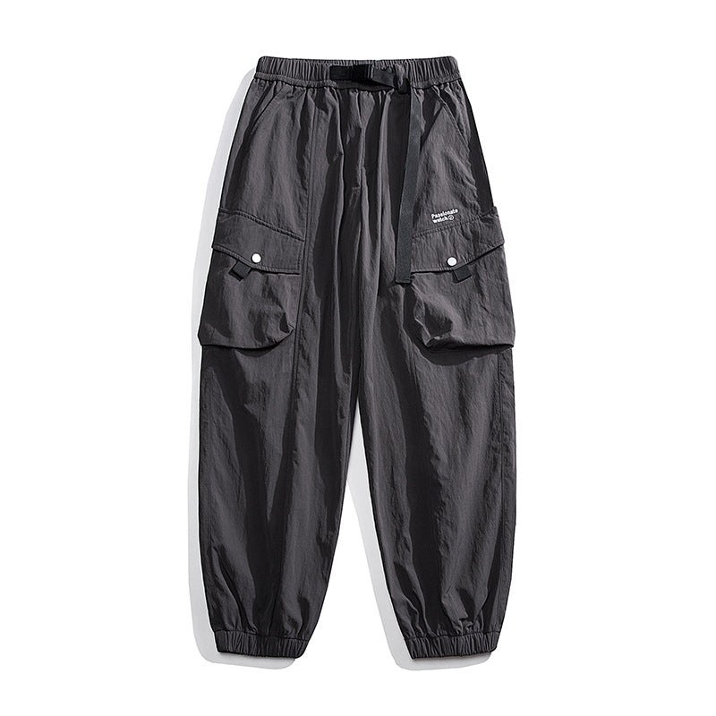 Unisex Lockere Nylon-Cargohose mit elastischem Bund und Knöchelbündchen Drune