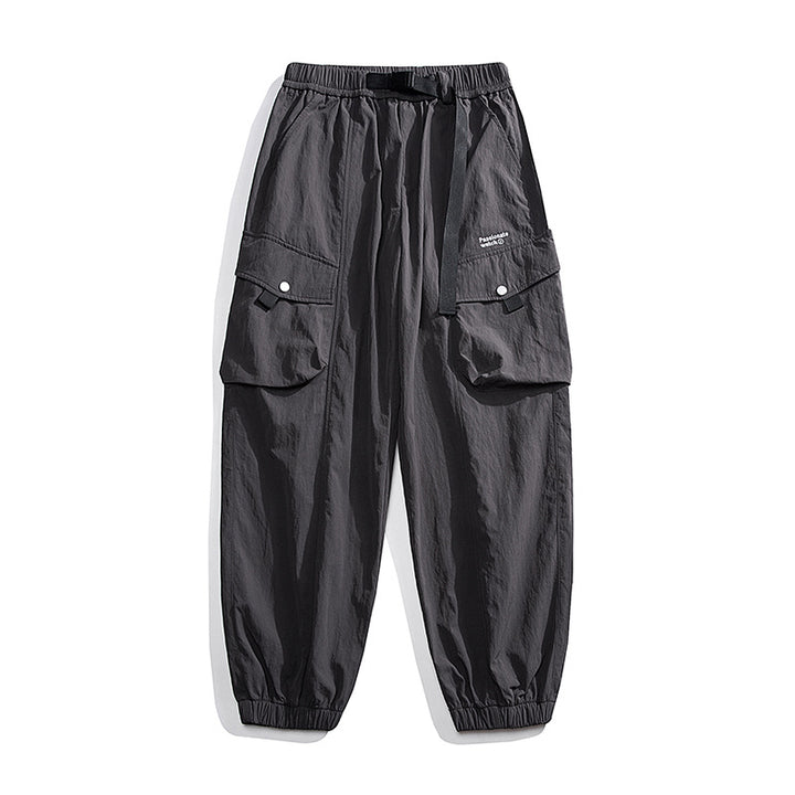 Unisex Lockere Nylon-Cargohose mit elastischem Bund und Knöchelbündchen Drune