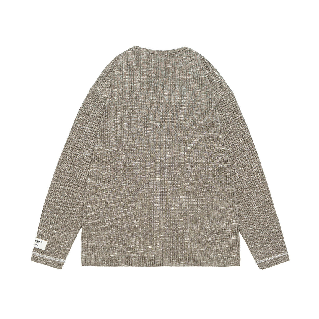 Unisex Gerippter Henley-Pullover mit Knopfleiste und Oversize-Silhouette Drune