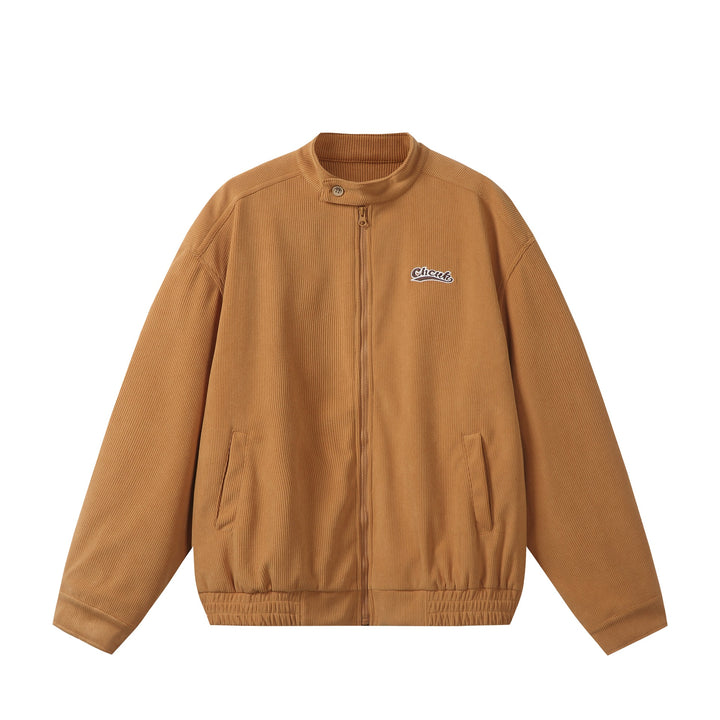 Unisex weit geschnittene Cord‑Blousonjacke mit Stehkragen, durchgehendem Reißverschluss und elastischem Saum Drune