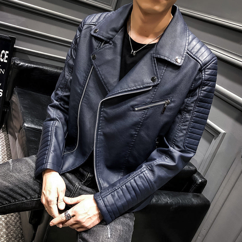 Herren Modische Bikerjacke aus hochwertigem Kunstleder Drune