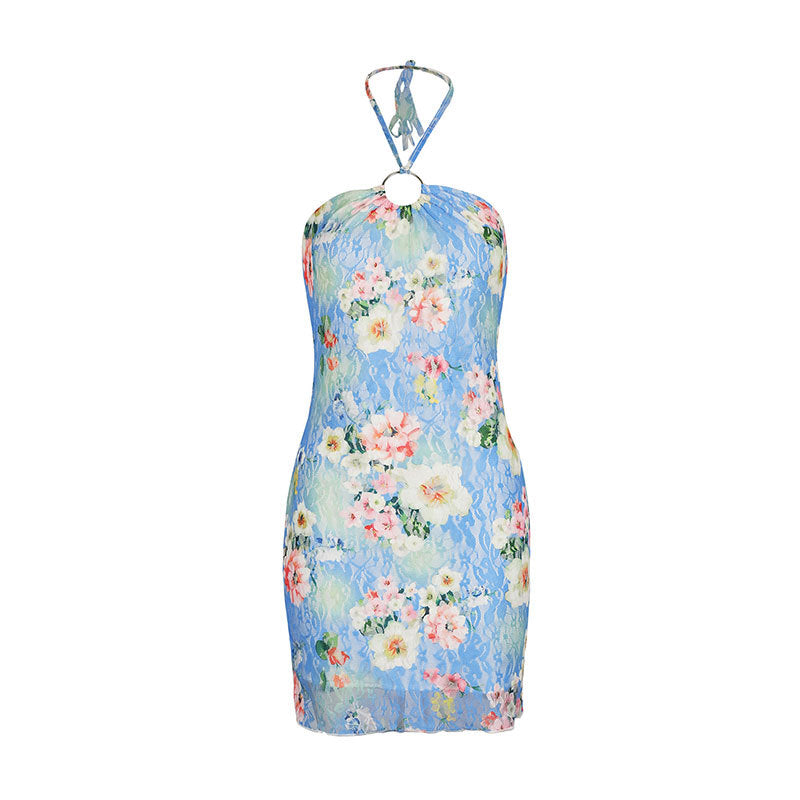Damen sexy Spitzenkleid mit floralem Design Drune