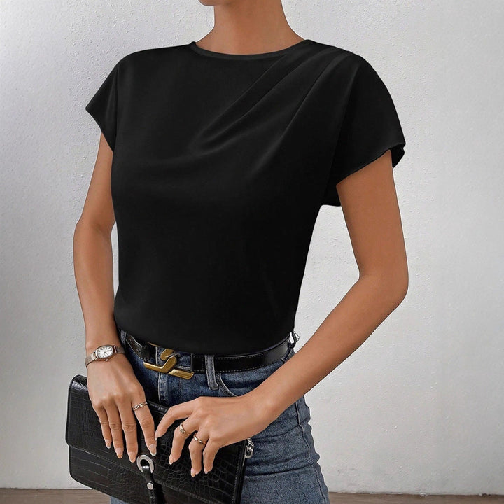 Damen Elegantes Kurzarm-Top mit modernem Schnitt und fließendem Stoff Drune