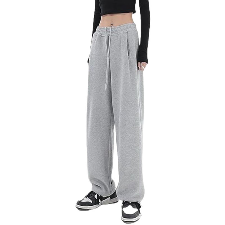 Damen nan locker fallende Sweatpants mit extra weitem Bein, hohem Bund und Kordelzug Drune