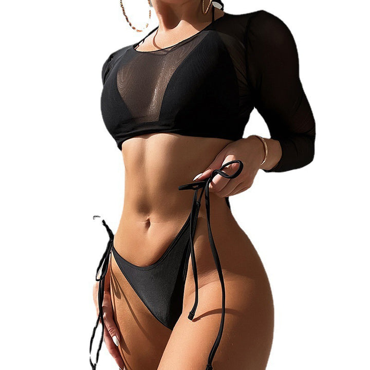 Damen Langärmliger Bikini mit modernem Marmormuster Drune