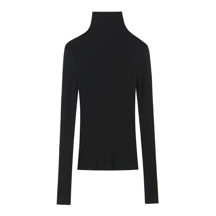Damen Enganliegendes Langarm-Top mit hohem Rollkragen und Stretch‑Jersey Drune