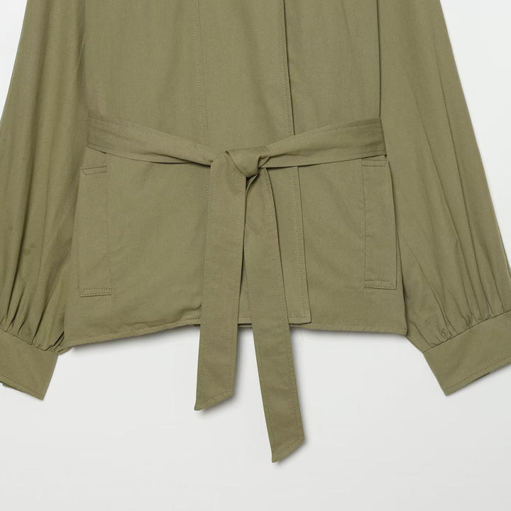 Damen Kurzcape-Trenchjacke mit Taillengürtel und Funnelkragen Drune