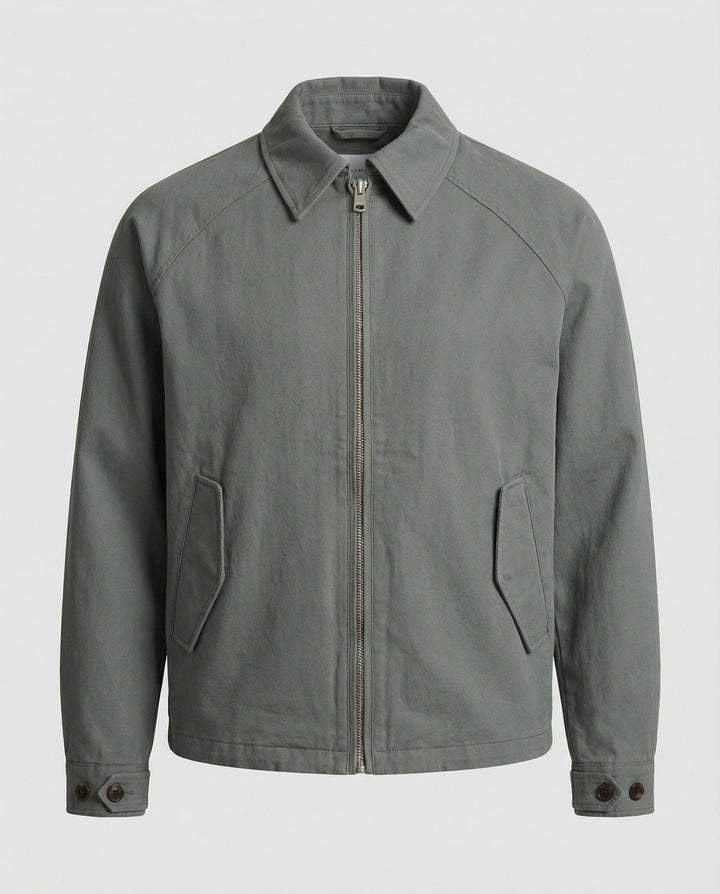 Graue Cleanfit Retro Herrenjacke mit Schulterpolstern und Reverskragen