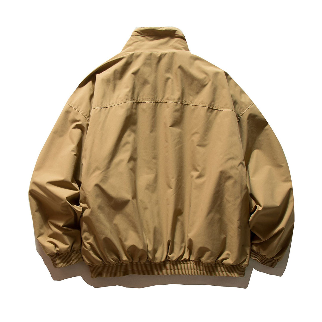 Unisex Kurz geschnittener winddichter Bomber mit Teddyfutterkragen und elastischem Bund Drune