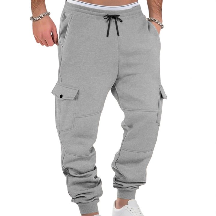 Herren nan sportive Jogginghose mit Cargotaschen Kordelzug und geripptem Knöchelsaum Drune