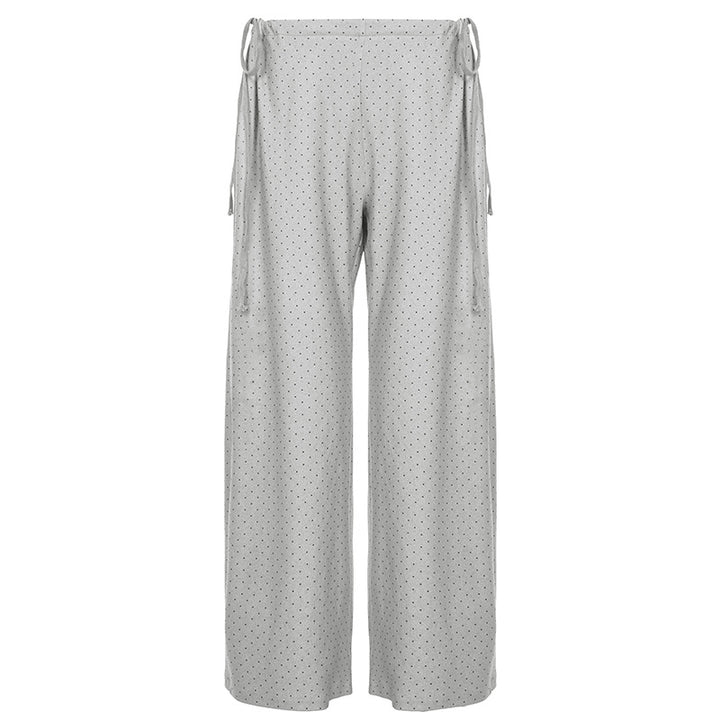 Damen lockere Schlafhose mit flexiblem Bund und dekorativen Bändern Drune