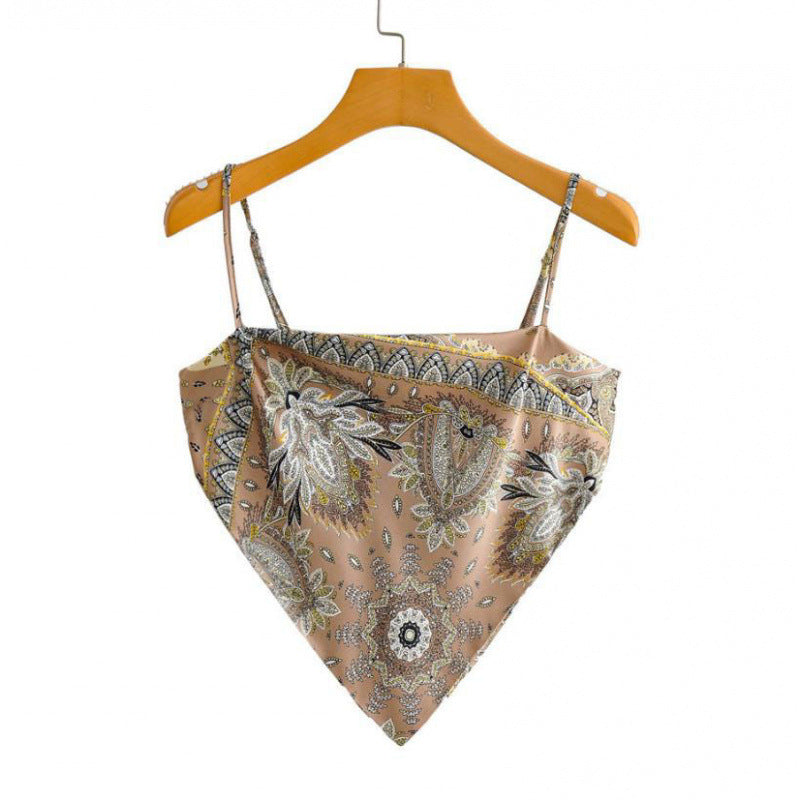 Femme Artistic Bandana Stil Crop Top Drune