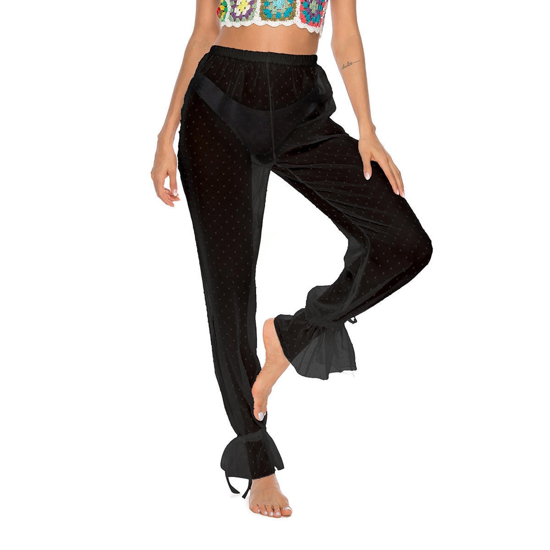 Damen elegante und luftige Palazzo-Hose mit Rüschendetails Drune