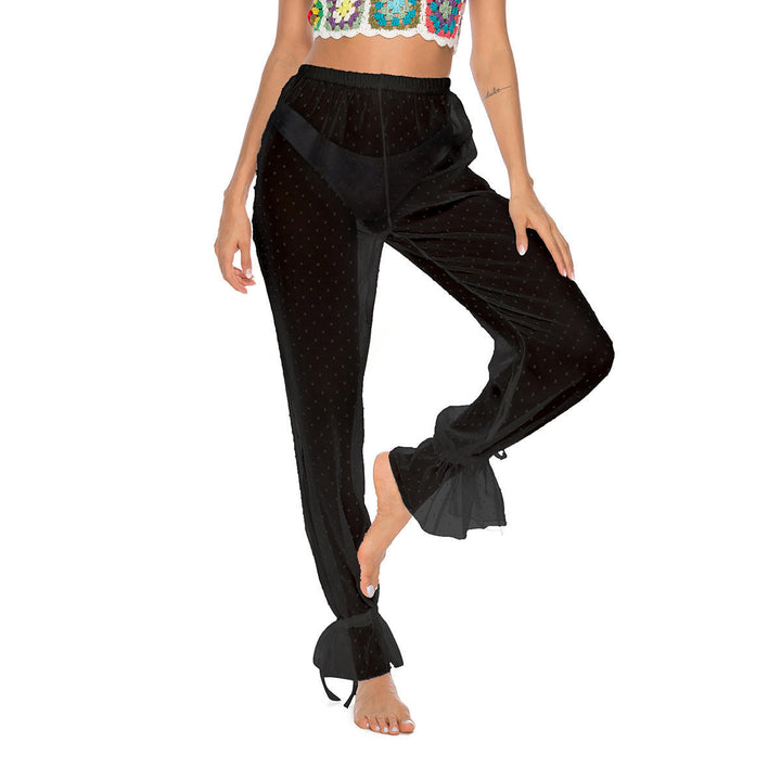 Damen elegante und luftige Palazzo-Hose mit Rüschendetails Drune