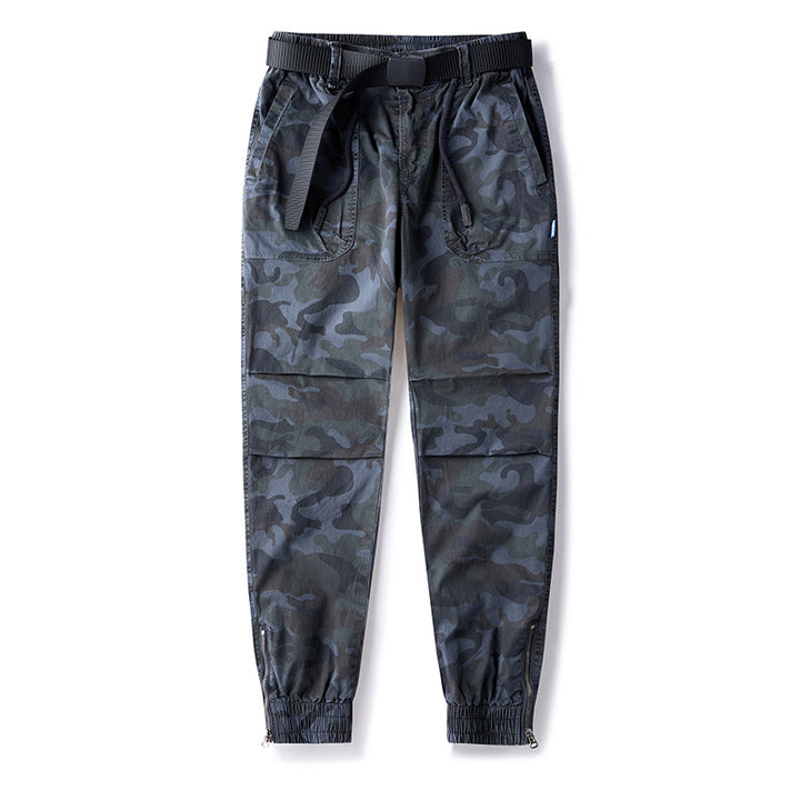 Herren Cargojogger mit Camouflage-Muster, elastischem Tunnelzugbund, Knieverstärkung und Knöchelreißverschluss Drune