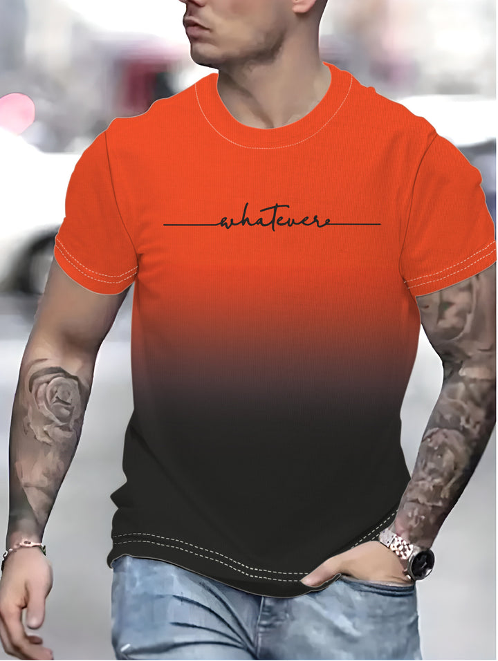 Herren T-Shirt mit kreativem Schriftzug und modernem Farbverlauf Drune