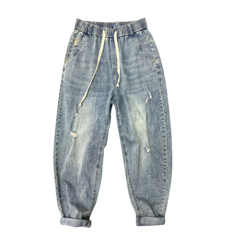 Herren Bequeme Destroyed Jeans Drune