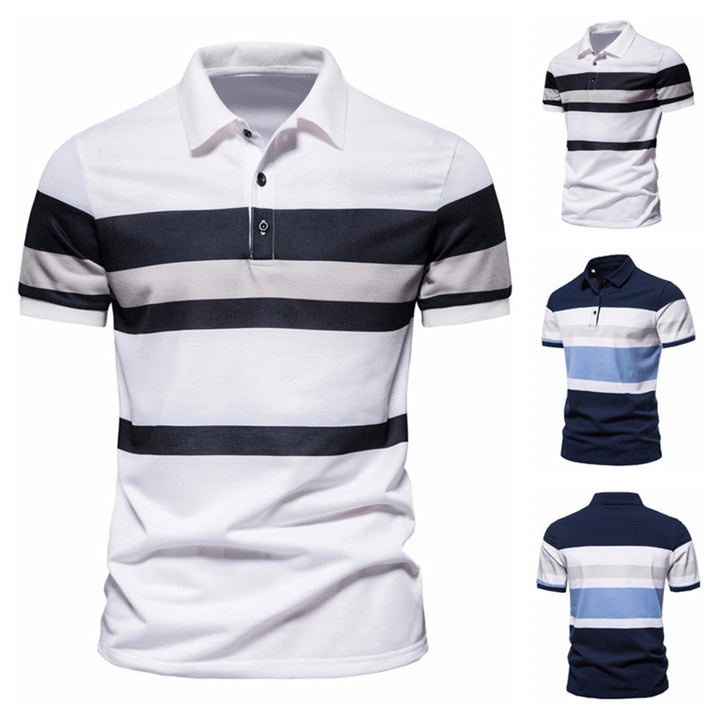 Herren Poloshirt mit modernem Streifenmuster und atmungsaktiver Baumwolle Drune