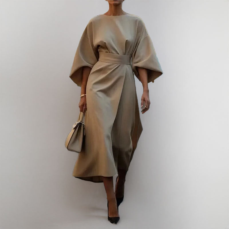 Damen Maxikleid mit lässigem Schnitt und voluminösen Ärmeln Drune