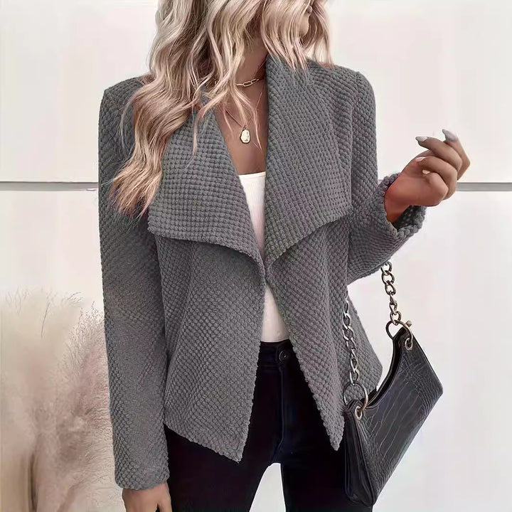 Damen Wasserfall-Cardigan aus Waffel‑Fleece mit offener Front Drune