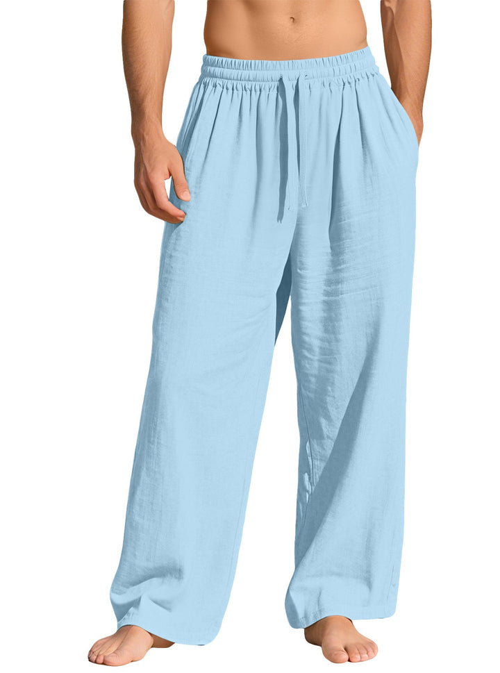 Herren nan leichte Leinen-Loungehose mit elastischem Bund und Seitentaschen Drune