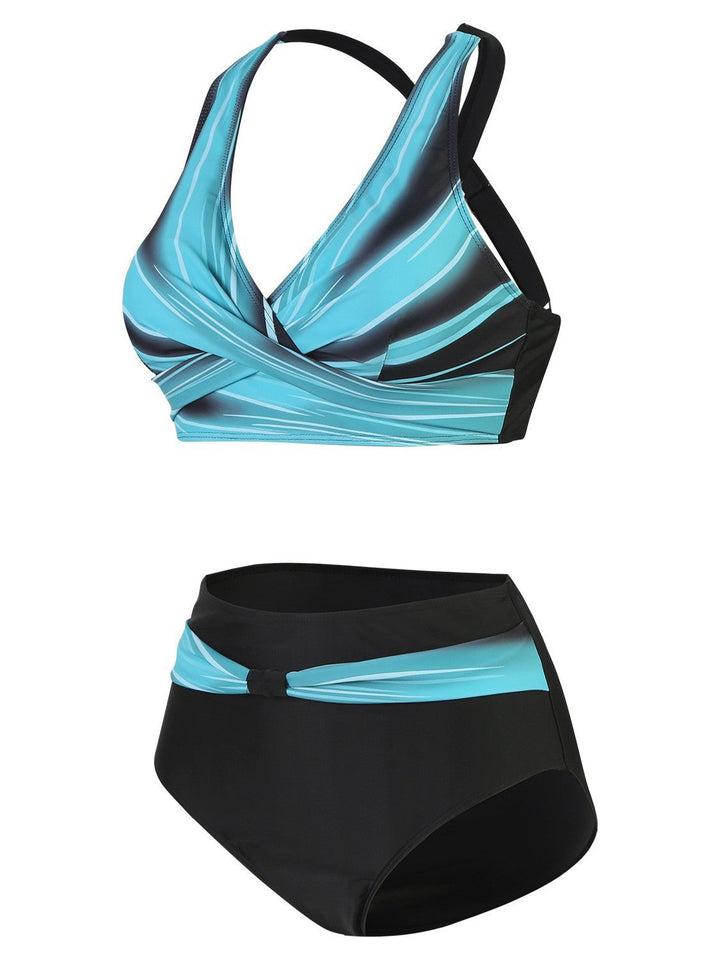 Damen High-Waist Bikini-Set mit modischem Wickeldesign Drune