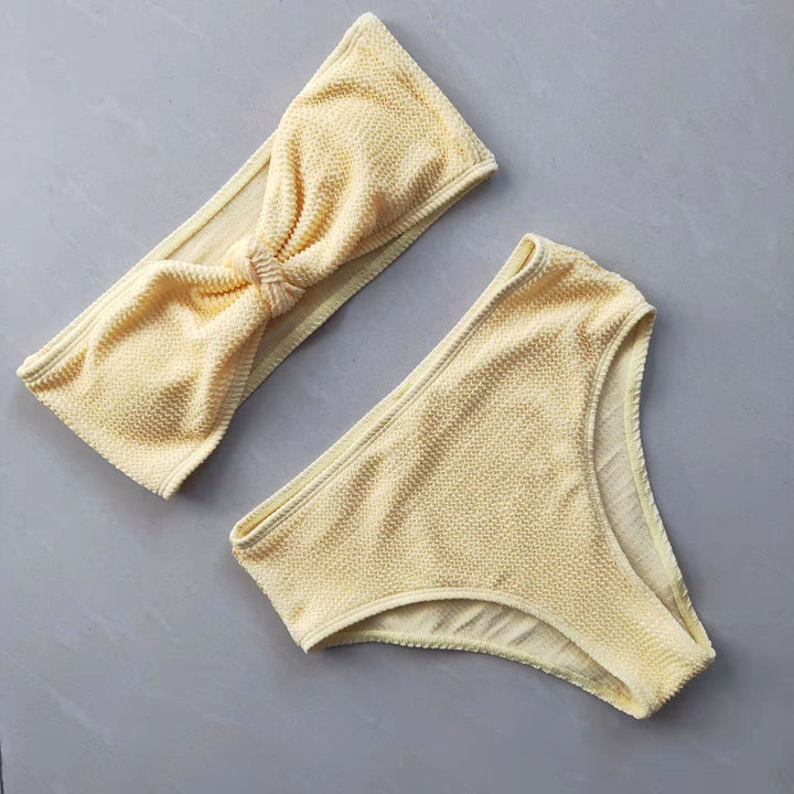 Damen Bikini-Set mit strukturierter Oberfläche und modischem Knoten Drune