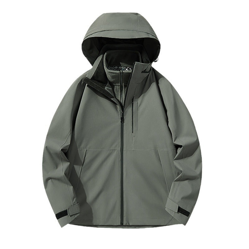 Herren Wasserdichte technische Softshell-Hybridjacke mit integriertem Fleecefutter und verstellbarer Kapuze Drune
