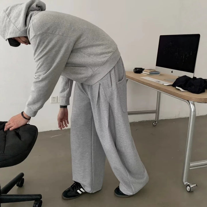 Damen Modisches Oversized Hoodie und Weitbein-Hosen Set Drune