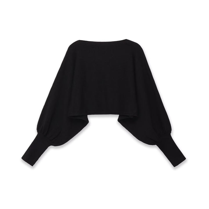 Damen Cropped-Bolero mit weiten Fledermausärmeln und langen Rippenbündchen Drune
