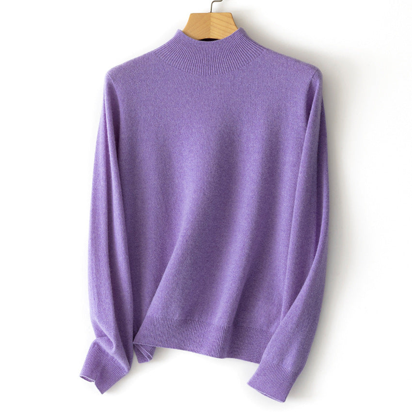 Damen Feiner Stehkragen-Pullover aus Kaschmir-Mix mit gerippten Abschlüssen Drune